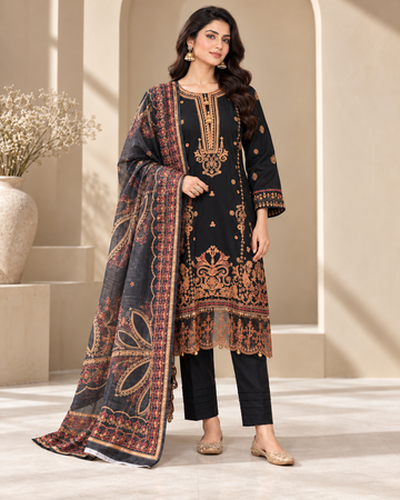 3PC BLACK AND GOLDEN FANCY PARTY WEAR