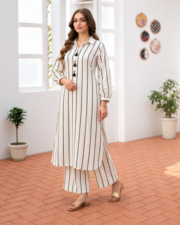 BLACK AND WHITE STRIPPED CORD SET