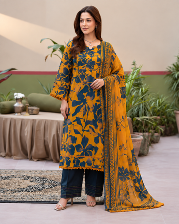 MUSTARD WITH ZINK PRINTED 3PC