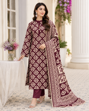 DARK BROWN WITH SKIN PRINT 3PC LAWN