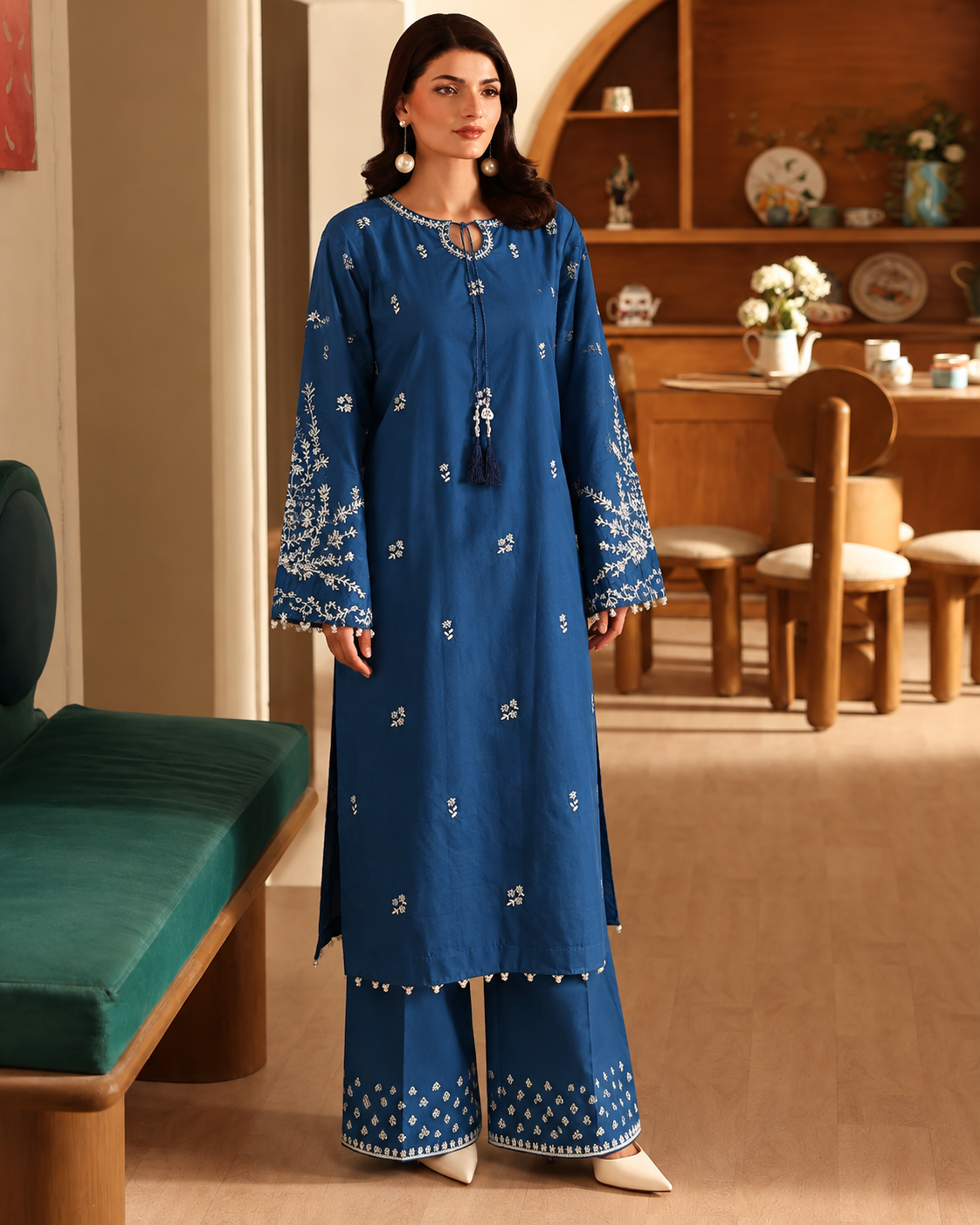 BLUE NAIROBI 2PC EMBROIDERED DRESS