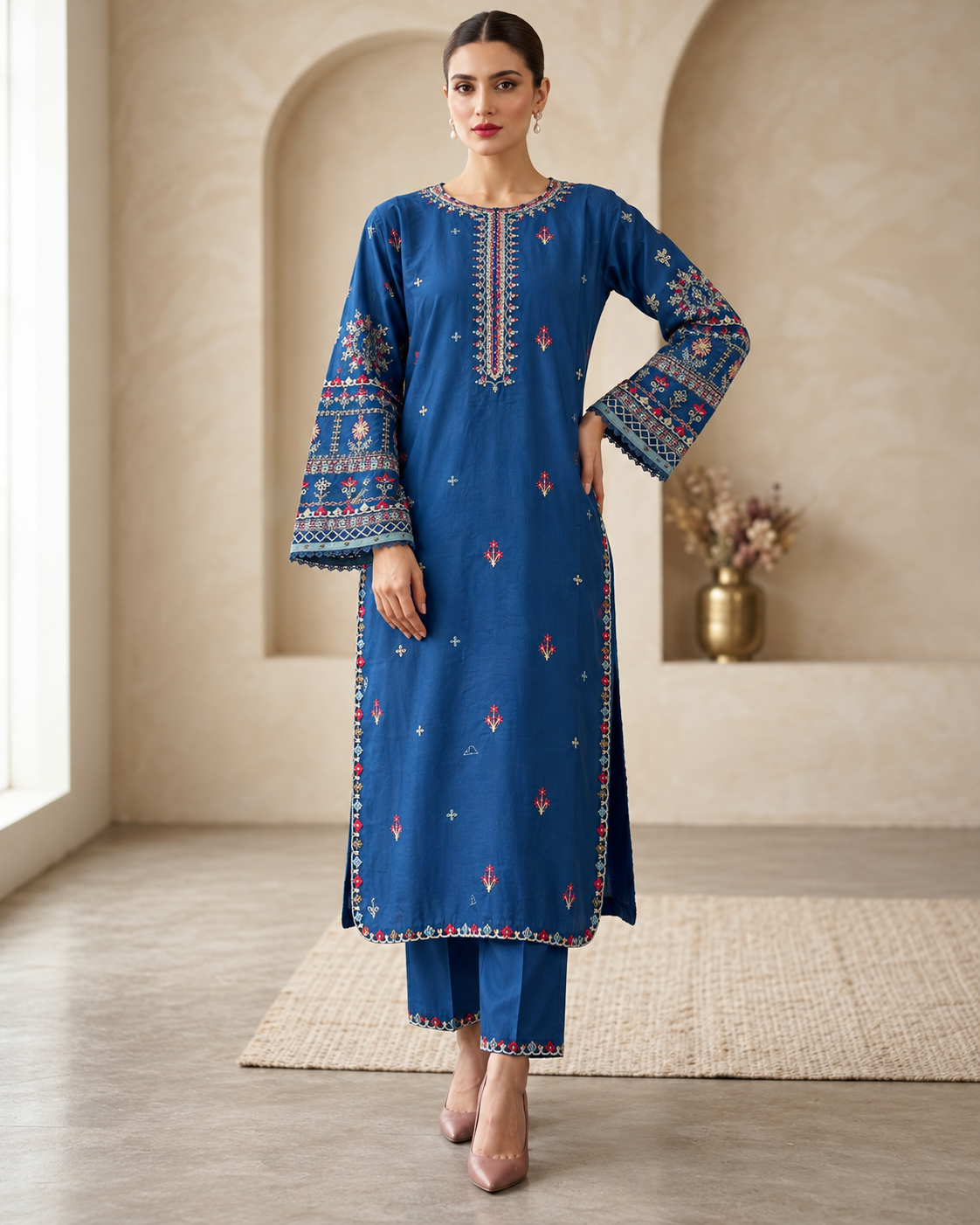 SHAJJAR 2PC EMBROIDERED DRESS