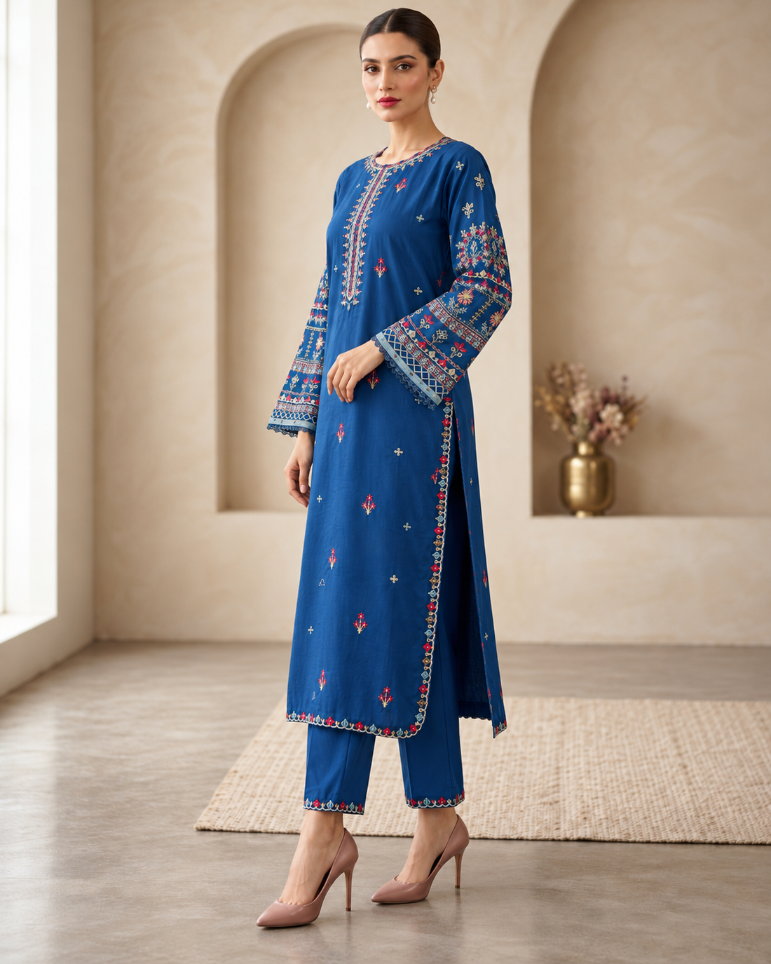 SHAJJAR 2PC EMBROIDERED DRESS