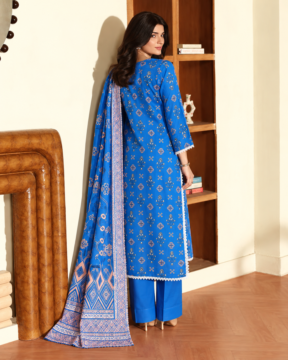 LIGHT BLUE PRINTED LAWN 3PC