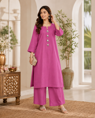 PURPLE 2PC LAWN WITH FANCY BUTTONS