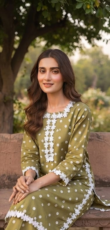 LIGHT MEHDI GREEN POLKA DOTS CORD SET