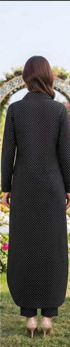BLACK AND WHITE SMALL POLKA DOTS CORD SET