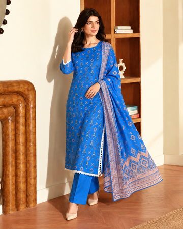 LIGHT BLUE PRINTED LAWN 3PC